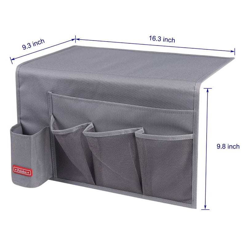 Falaku Bedside Caddy,5 Pockets Bedside Organizer Caddy Under Mattress,Holds Water Bottles,Magazines,Books (Dark Grey) - Image 3